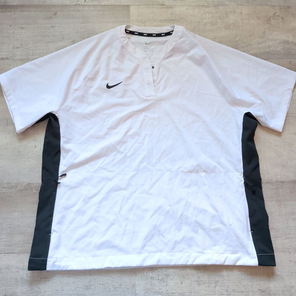 Nike Baseball Cage Windshirt Coaches Side Zip Pockets White Mens XXL EUC!